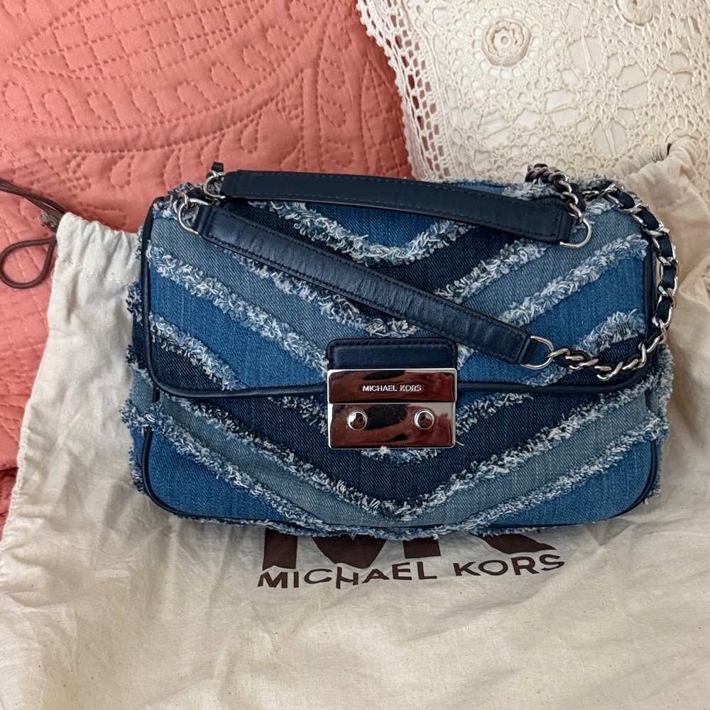 Michael Kors Chevron Denim Shoulder Bag  BRAND NEW